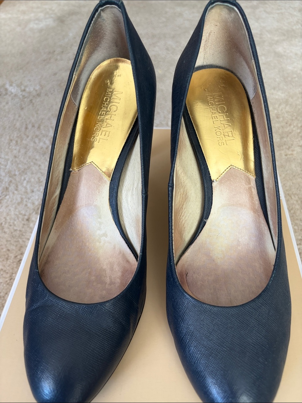 MICHAEL Michael Kors Black Leather Pointed-Toe Pumps